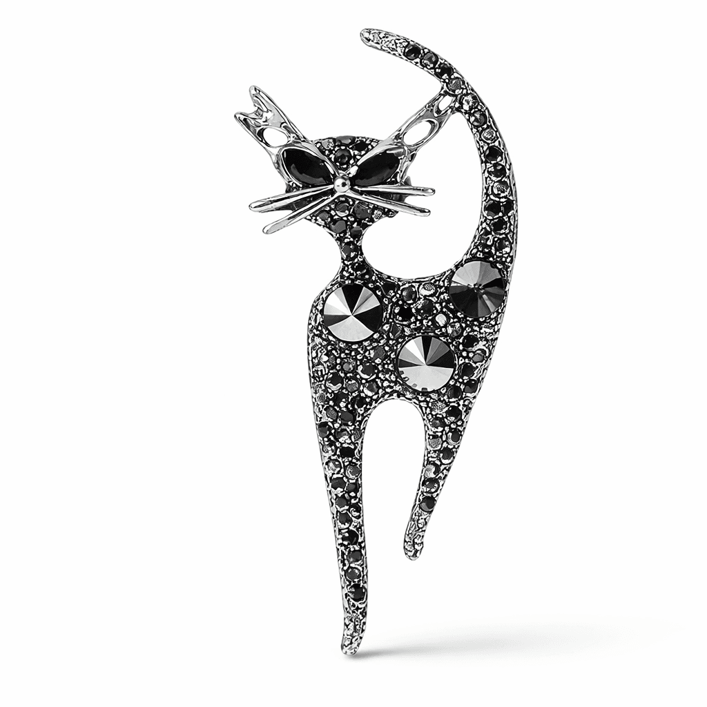 Brož Kočka s krystaly Swarovski