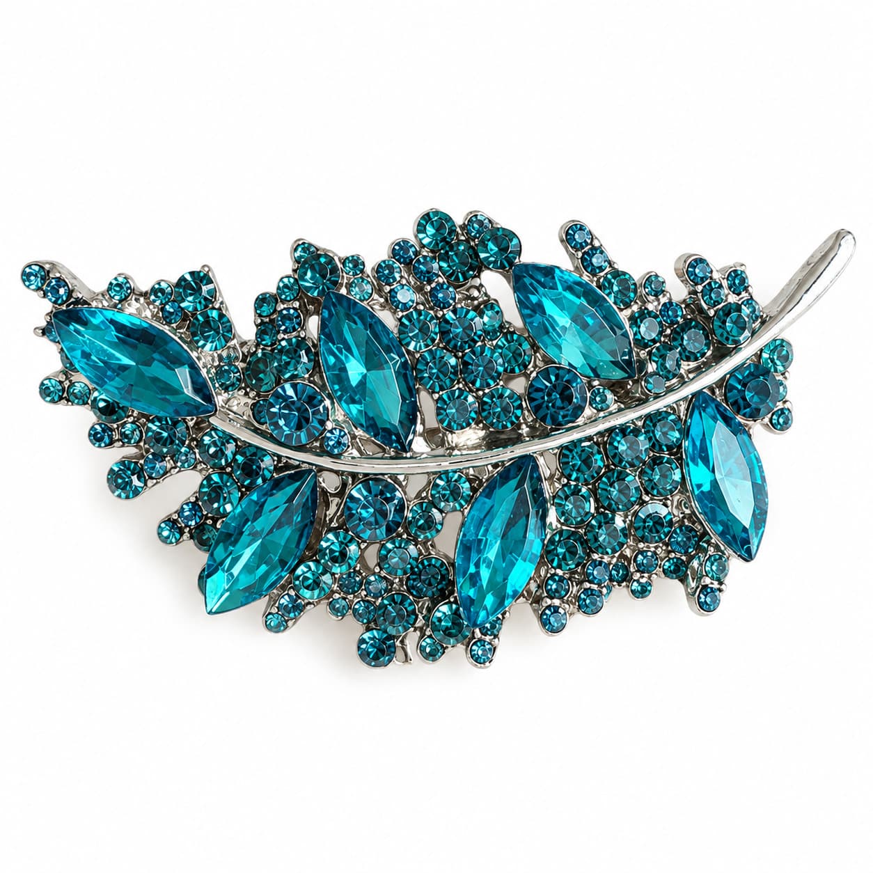 Brož List s krystaly Swarovski