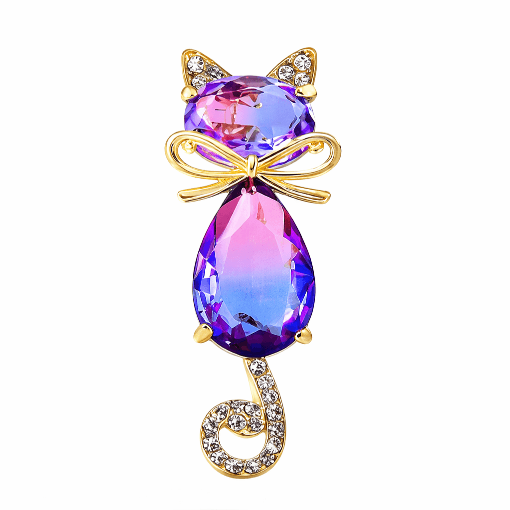 Brož Kočka s krystaly Swarovski a zirkony — Aranys.cz