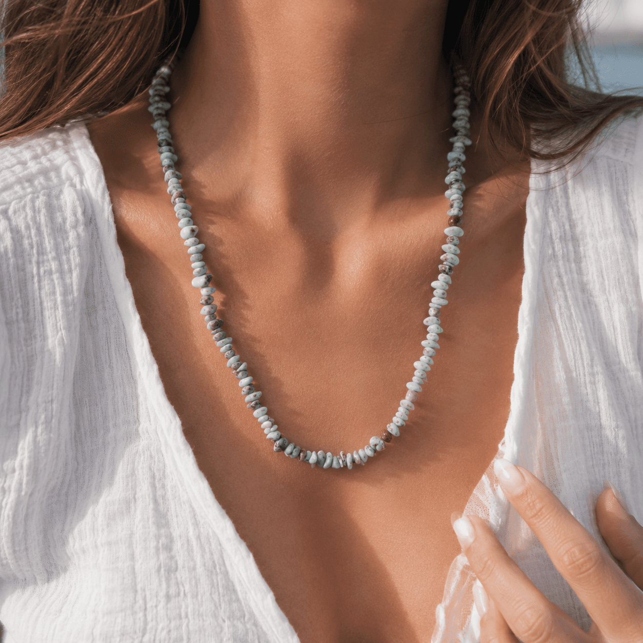 Náhrdelník sekaný larimar Harmonie Long