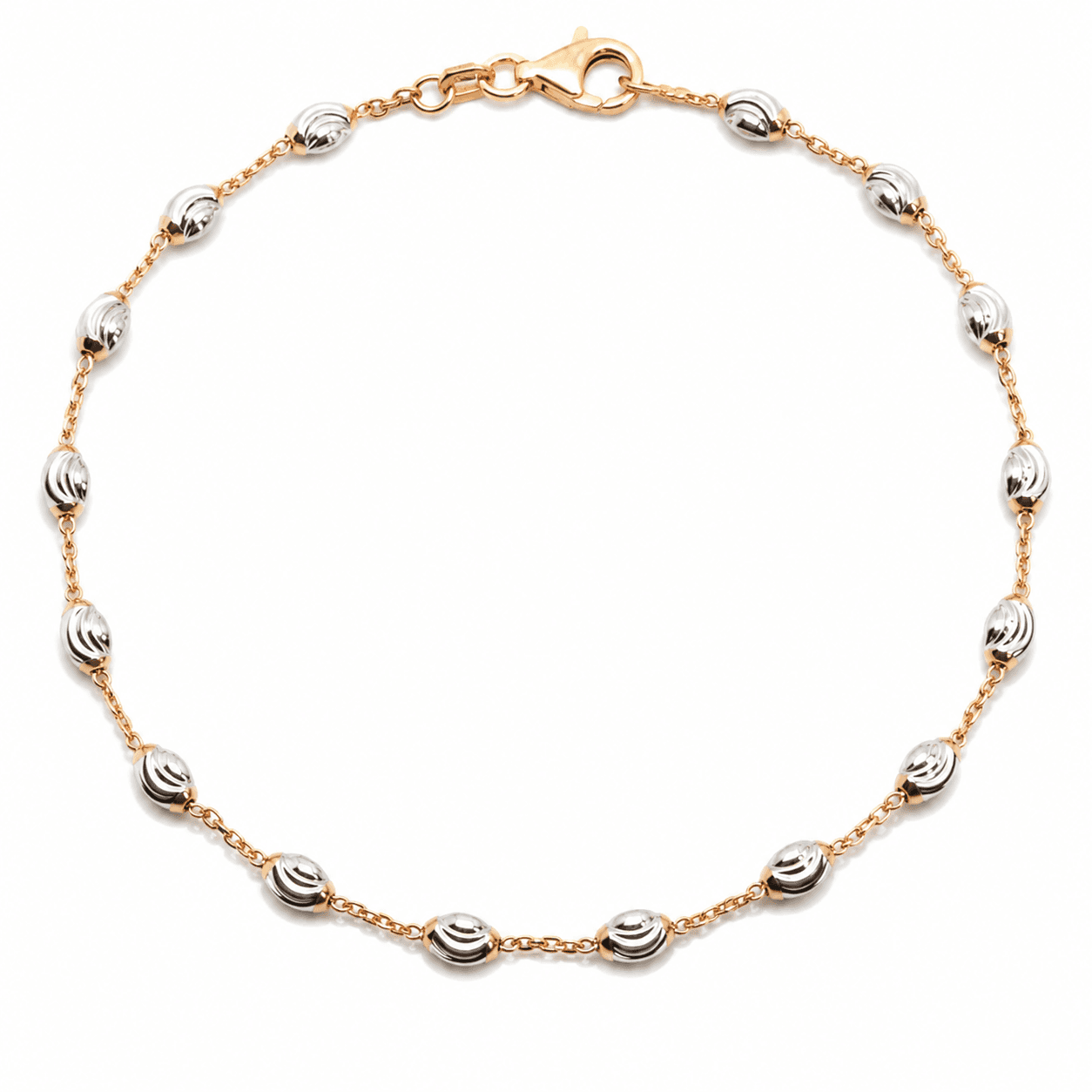 Stříbrný rose gold náramek s oválnými články Rosavelle, 17 cm