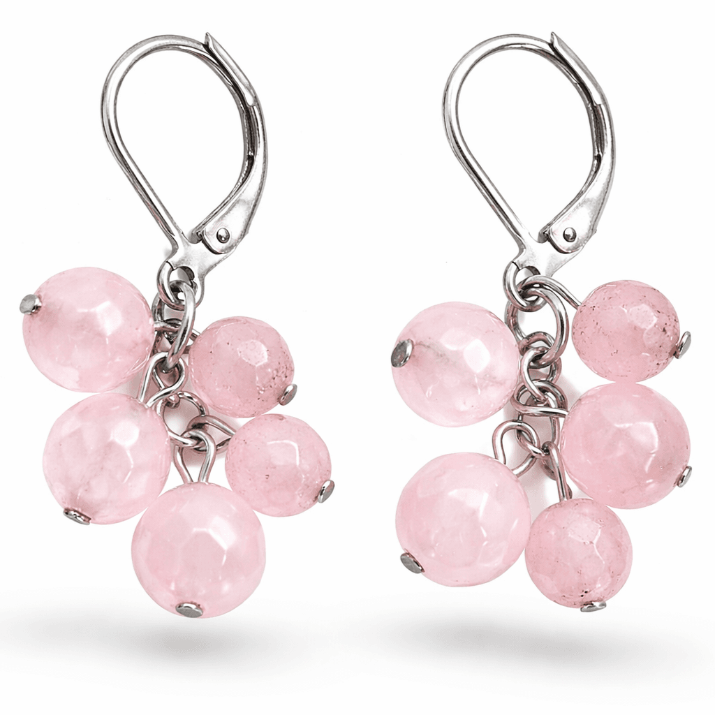 Ocelové náušnice s růženínem cluster Blush