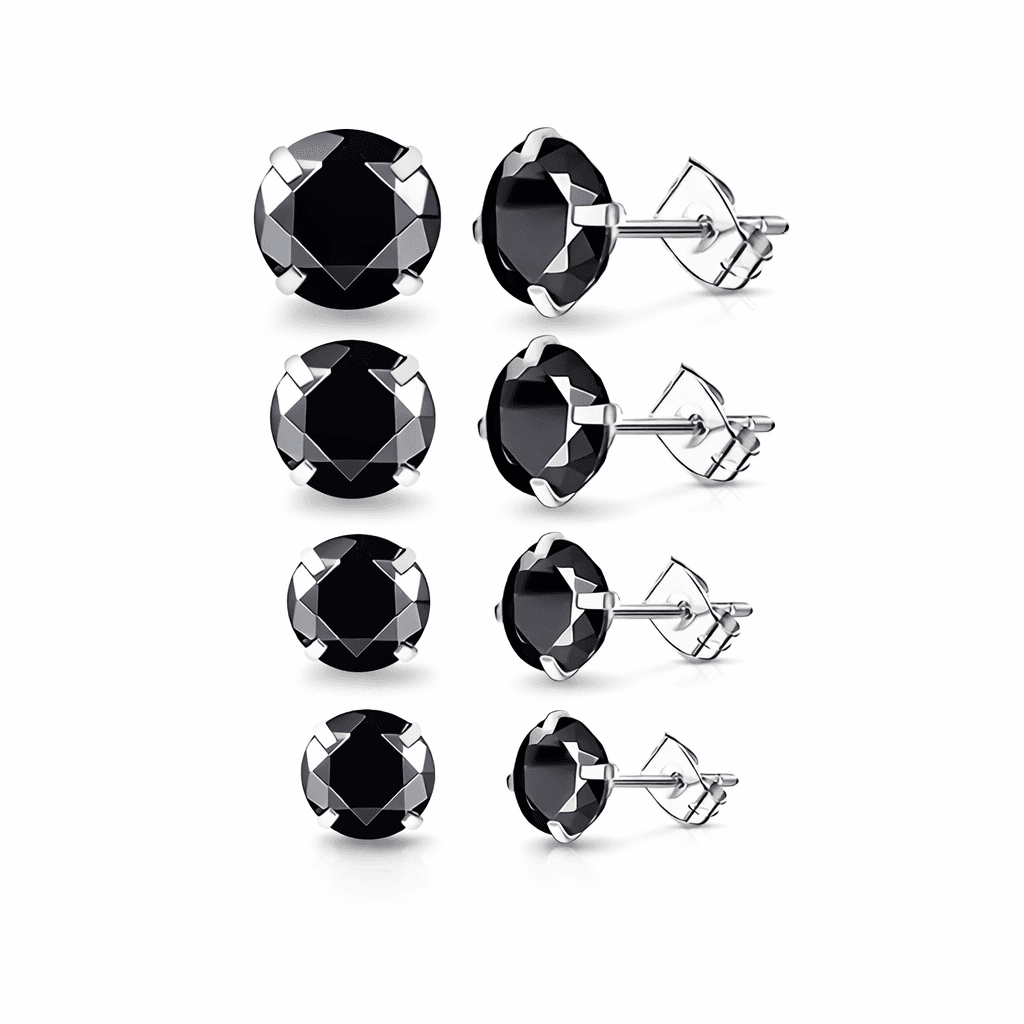 Ocelové náušnice se zirkonem Midnight, 6 mm — Aranys.cz