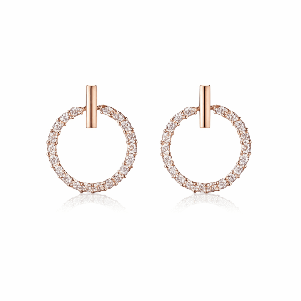 Stříbrné rose gold náušnice kruh se zirkony Cirilla