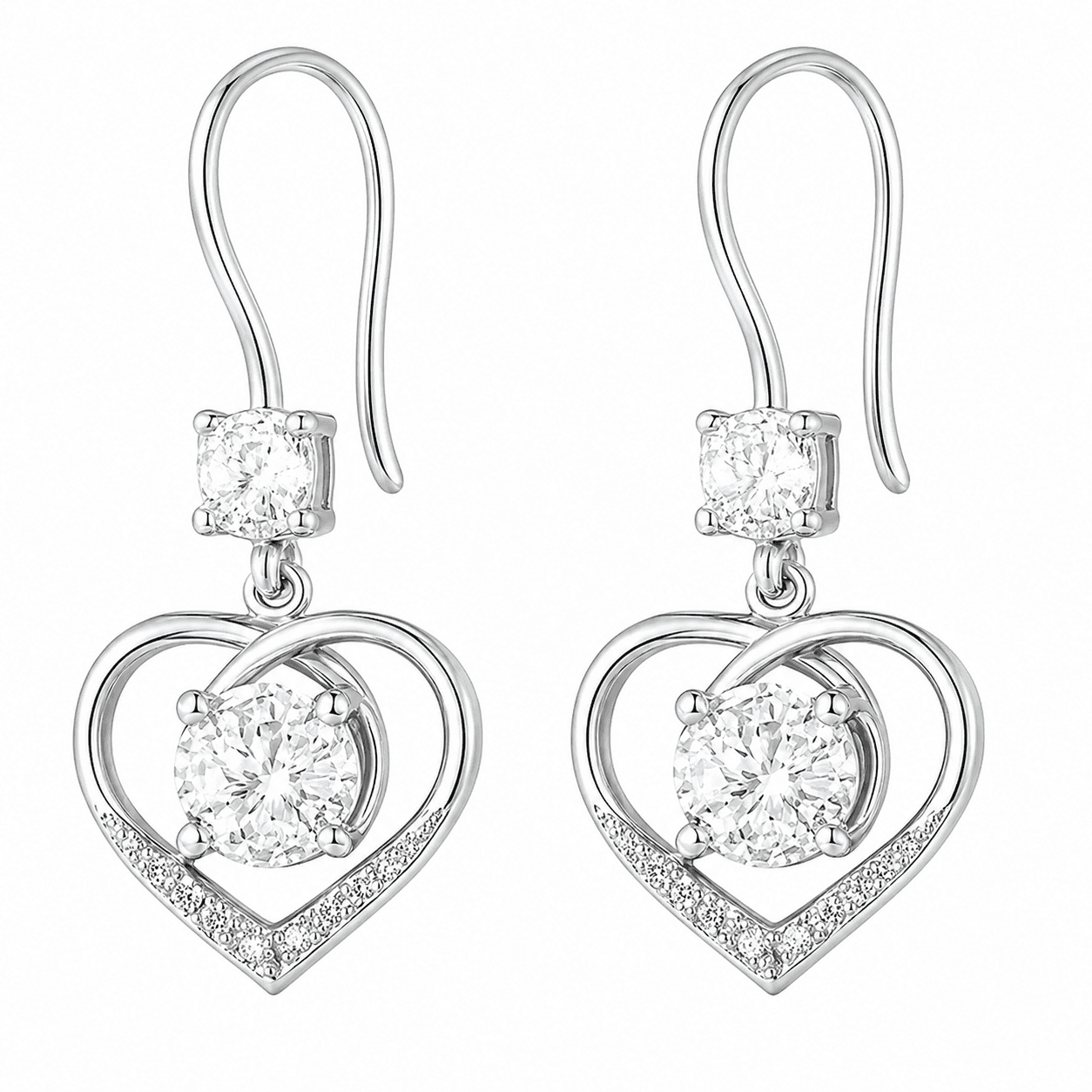 Stříbrné náušnice srdce se zirkony Lunavie — Aranys.cz