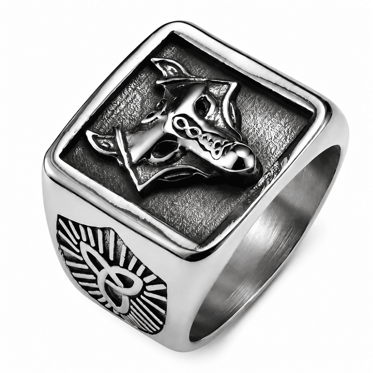 Ocelový prsten vlk Fenrir III — Aranys.cz