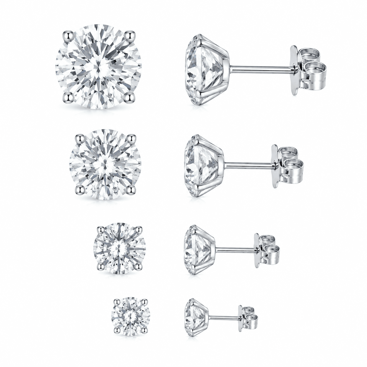 Stříbrné náušnice s moissanitem Lumielle, 5 mm – 0,5 ct