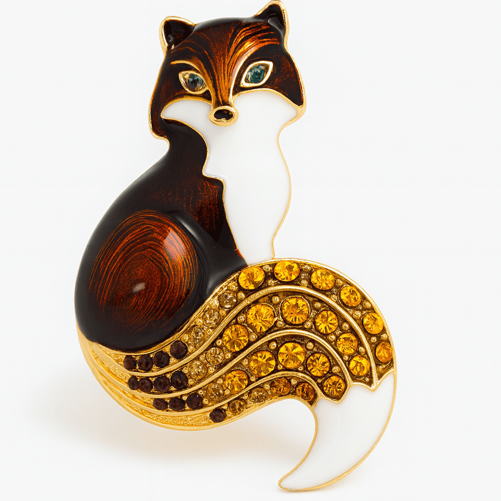 Brož Liška s krystaly Swarovski
