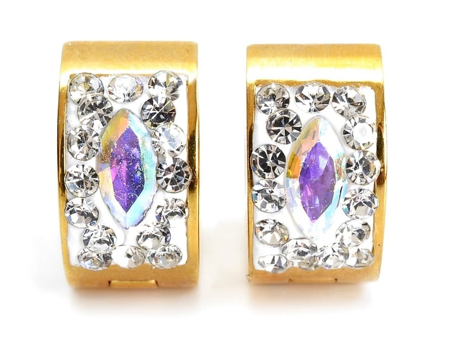 Ocelové zlacené náušnice s krystalem Swarovski Soriaya — Aranys.cz