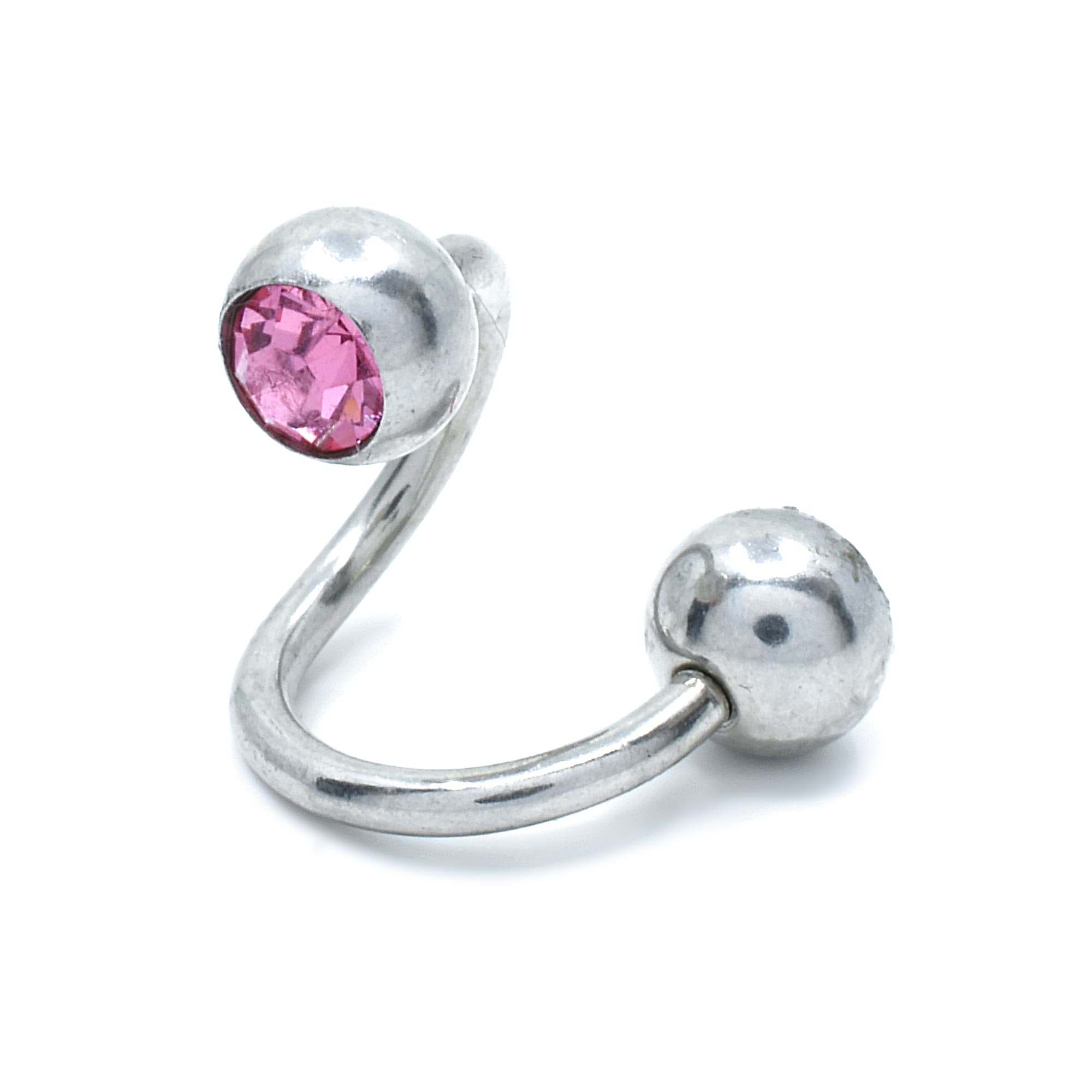 Ocelový piercing do obočí růžový zirkon