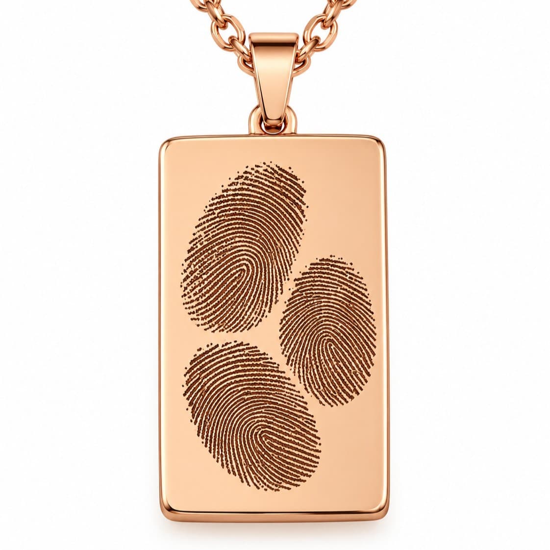 Náhrdelník s otiskem prstu – obdélník, Rose gold