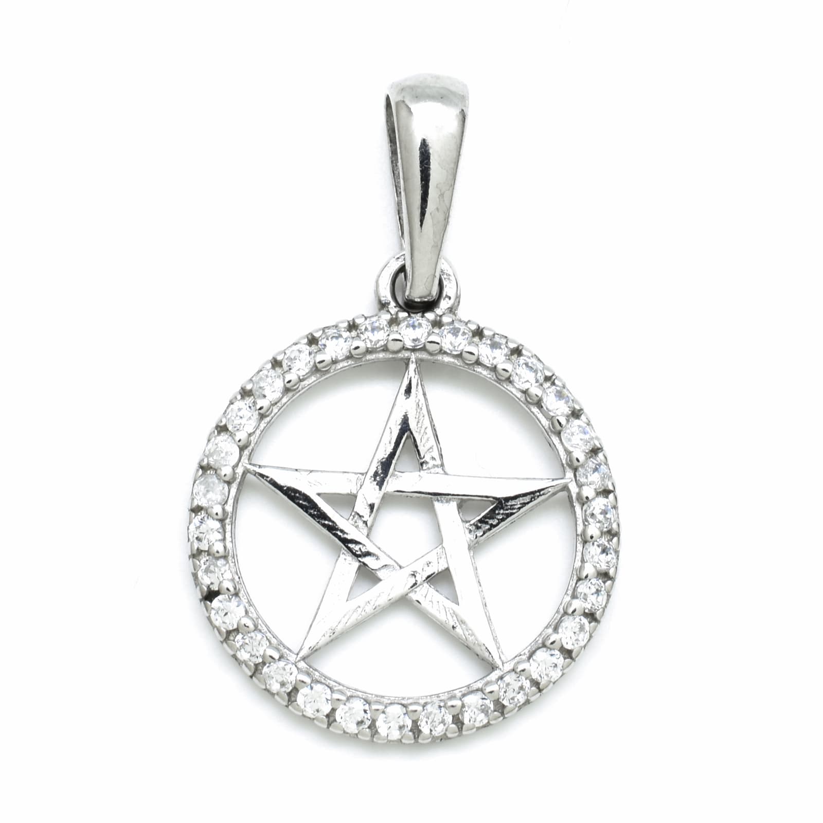 Stříbrný přívěsek pentagram se zirkony Darci, Rhodiování