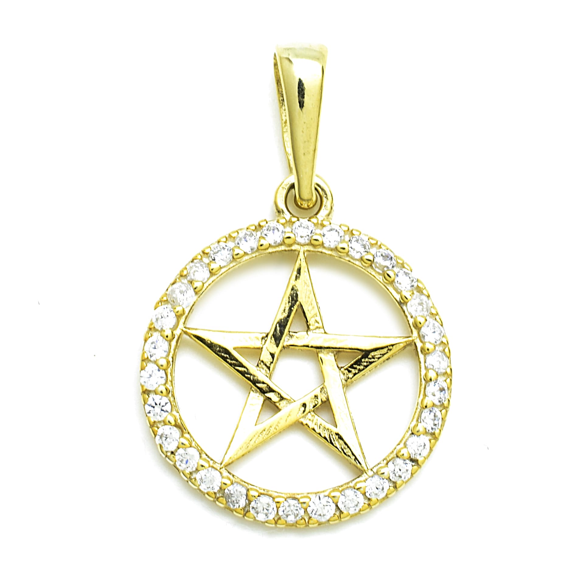 Stříbrný přívěsek pentagram se zirkony Darci, Zlacení