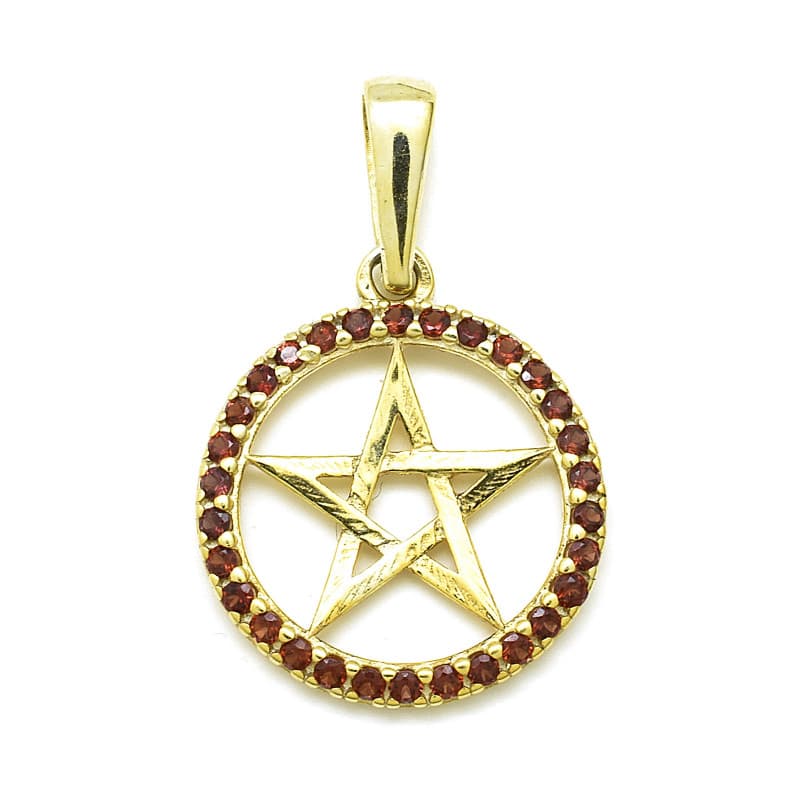 Stříbrný přívěsek pentagram s českými granáty Darci, Zlacení