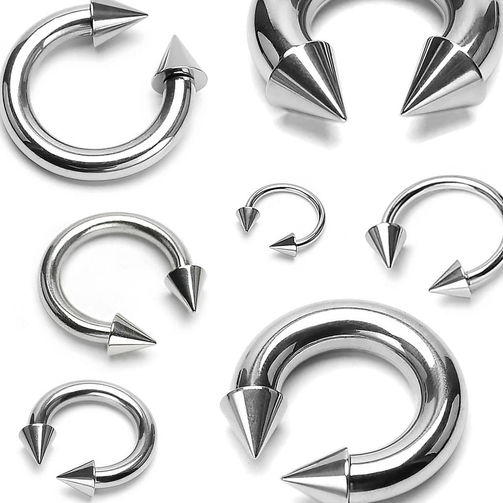 Piercing - podkova s hroty, tl. 1,2 mm (1,2 x 11 mm, 4 x 4 mm)