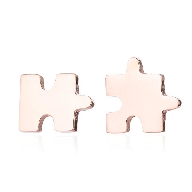 Zlacené ocelové náušnice PUZZLE — Marre.cz