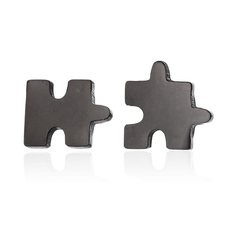 Černé ocelové náušnice PUZZLE — Marre.cz