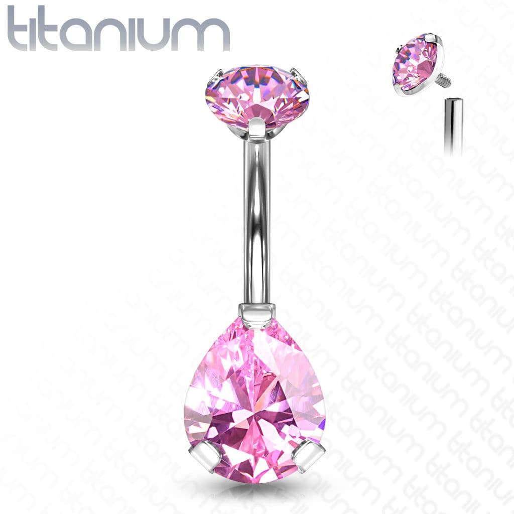 Piercing do pupíku kapka - TITAN (růžová)