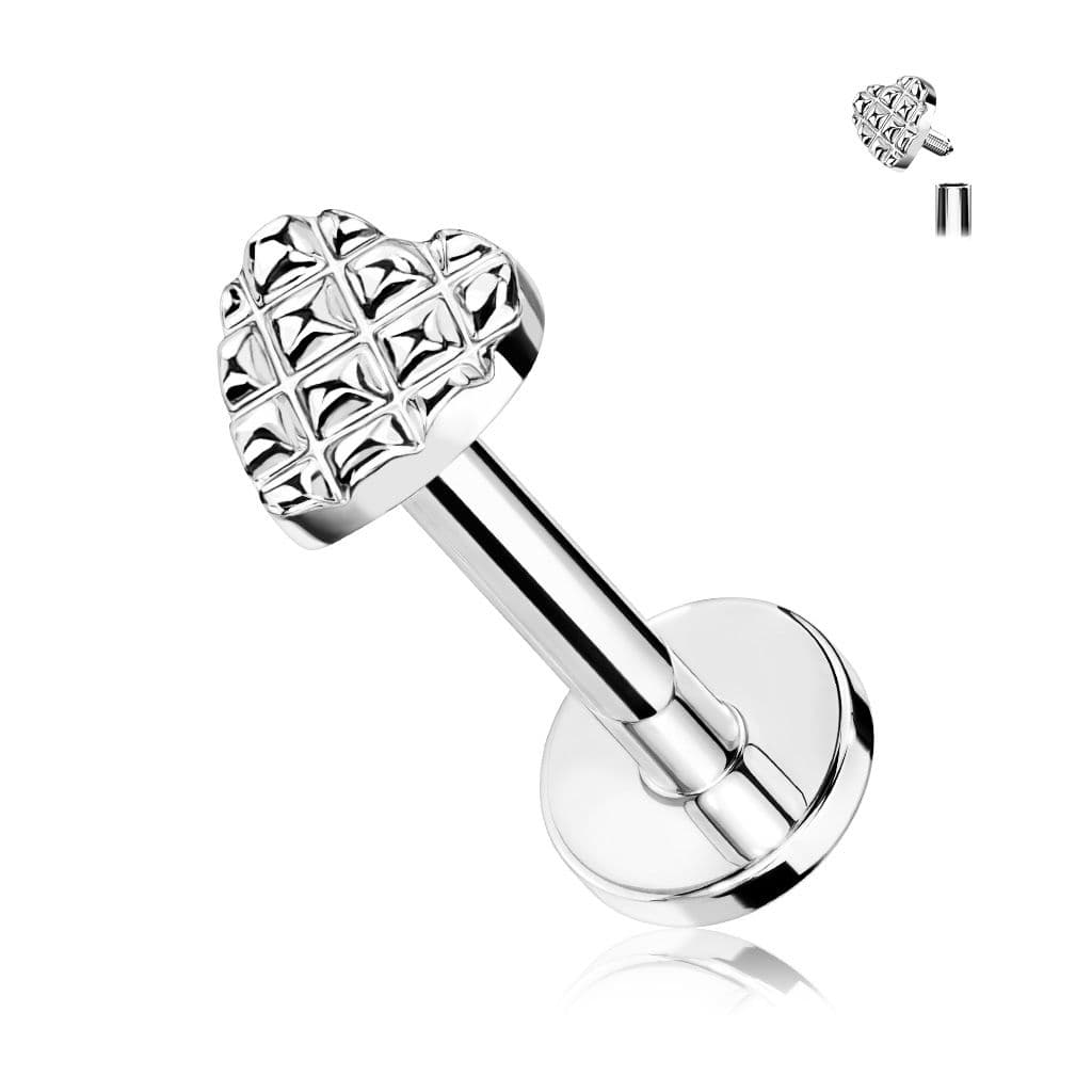 Labreta / cartilage piercing - srdíčko (1,2 x 8 mm)