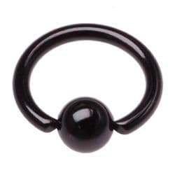 Piercing - kruh černý (1,2 x 10 mm, kulička 4 mm)