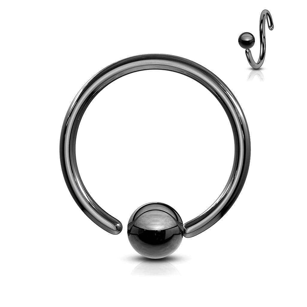 Piercing - kruh černý, kulička 3 mm (1,0 x 6 mm, 3 mm)