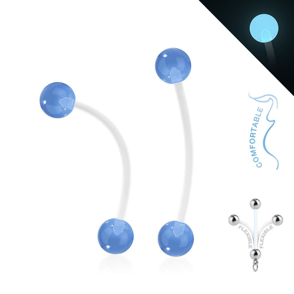 Těhotenský piercing do pupíku svítící (modrá)
