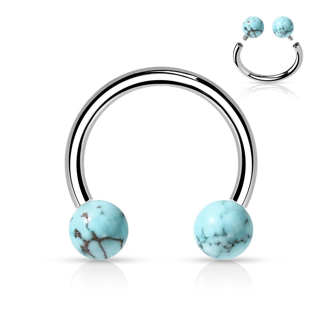 Piercing - podkova s vnitřním závitem (tyrkys)