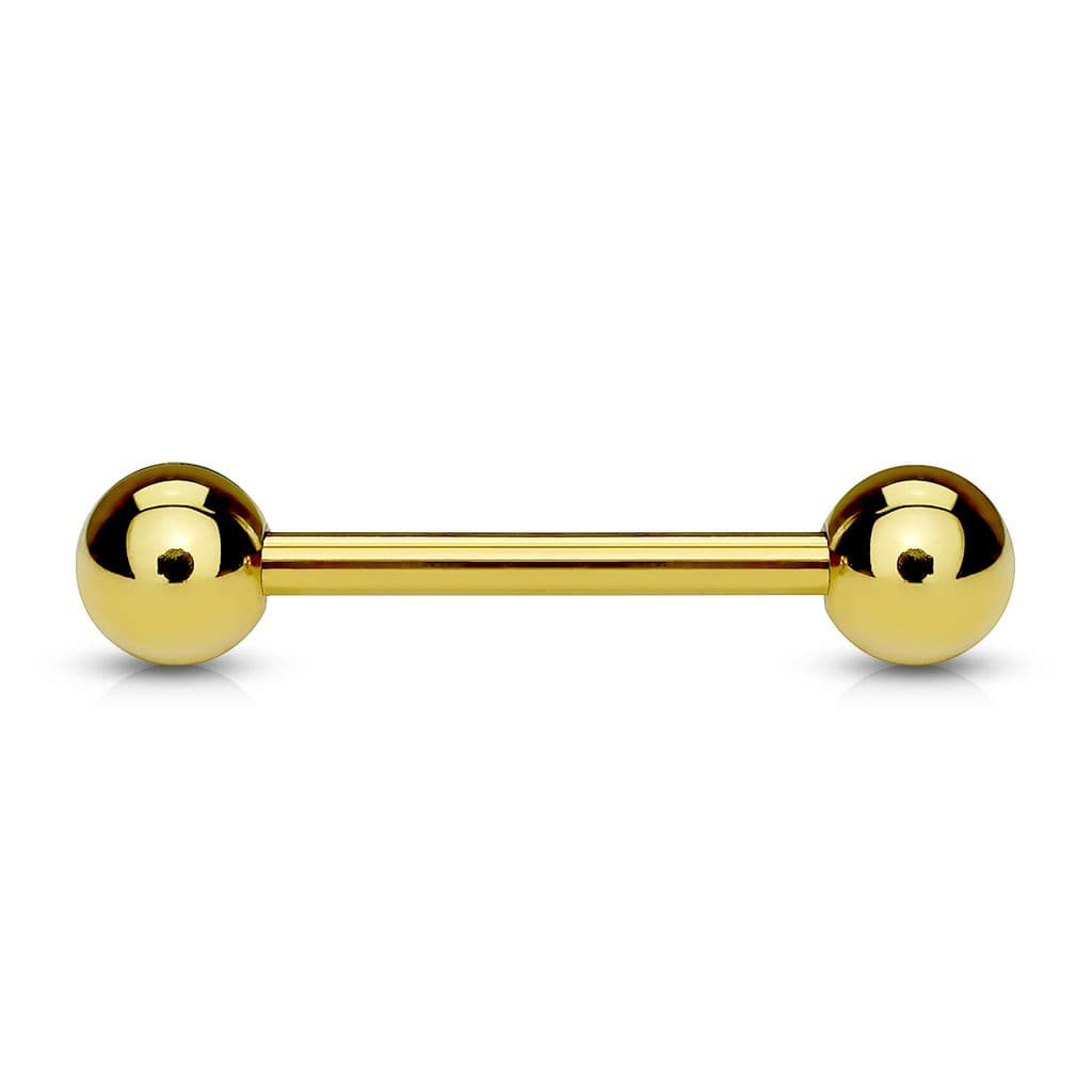 Pozlacený piercing do jazyka (1,6 x 16 mm)