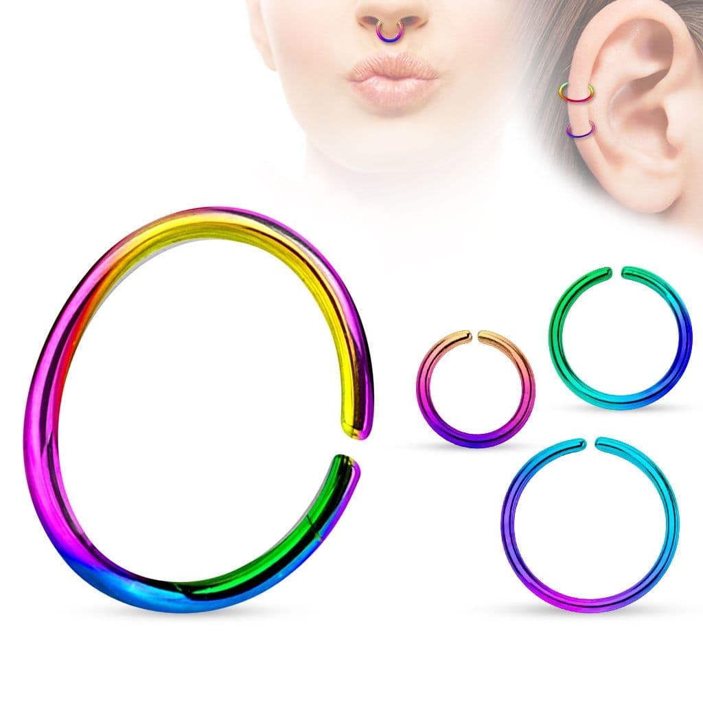 Piercing do nosu - kruh duhový (1,2 x 8 mm)