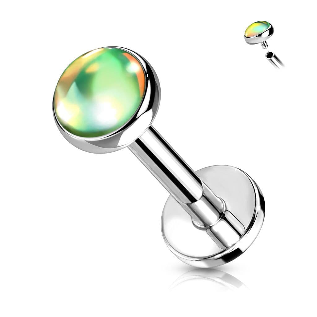 Labreta / piercing do brady (zelená 1,2 x 6 mm)