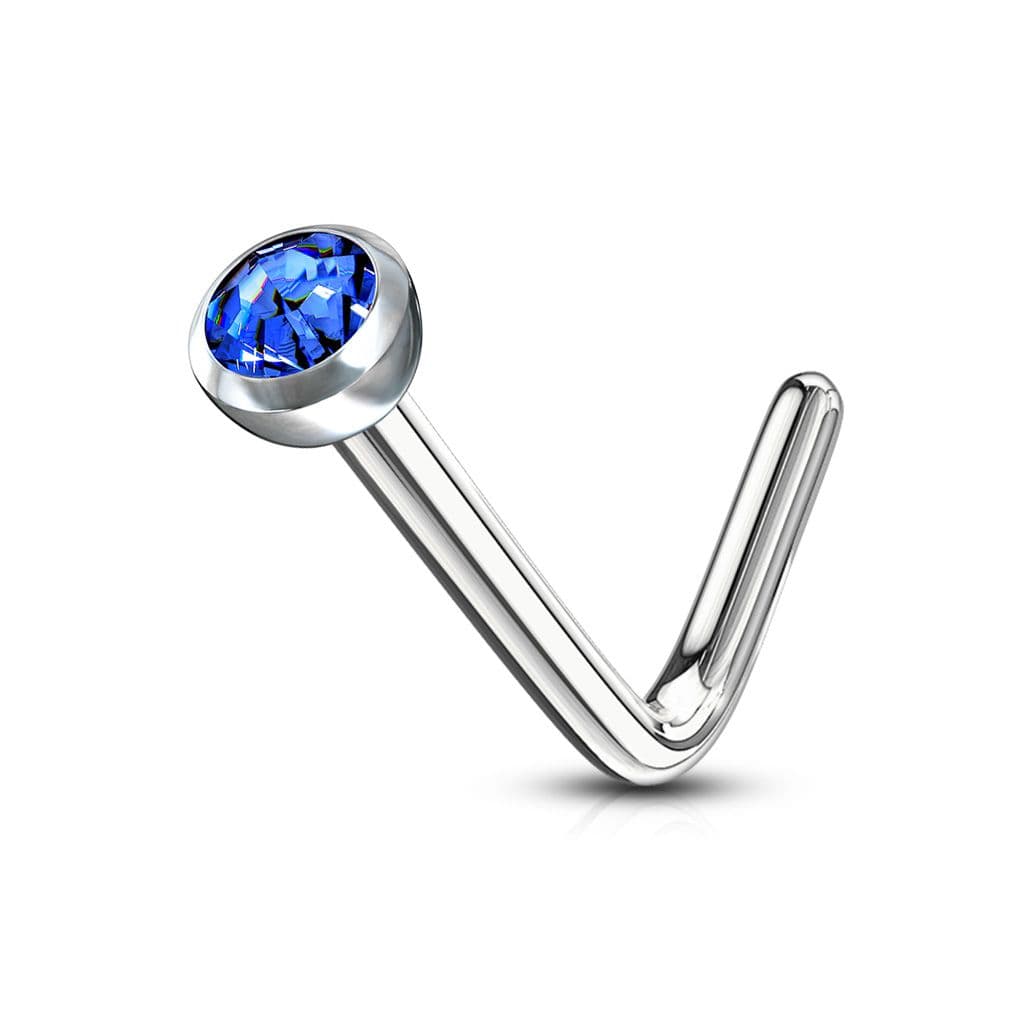 Zahnutý piercing do nosu (modrá)