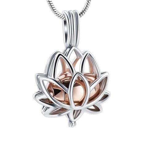 Náhrdelník - pamětní přívěsek, pietní přívěsek, přívěsek na popel lotosový květ rose gold - Náhrdelník - pamětní přívěsek, pietní přívěsek, přívěsek n