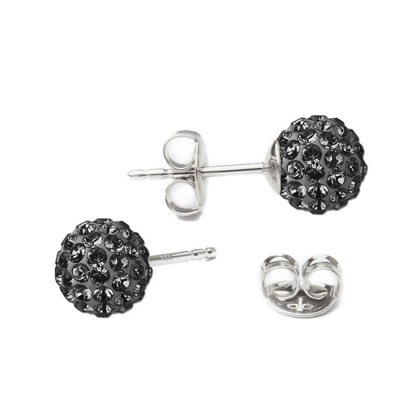 Stříbrné náušnice kuličky Crystals from Swarovski Black Diamond