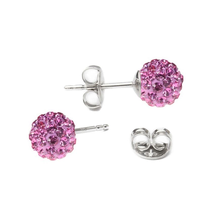 Stříbrné náušnice kuličky Crystals from Swarovski Rose