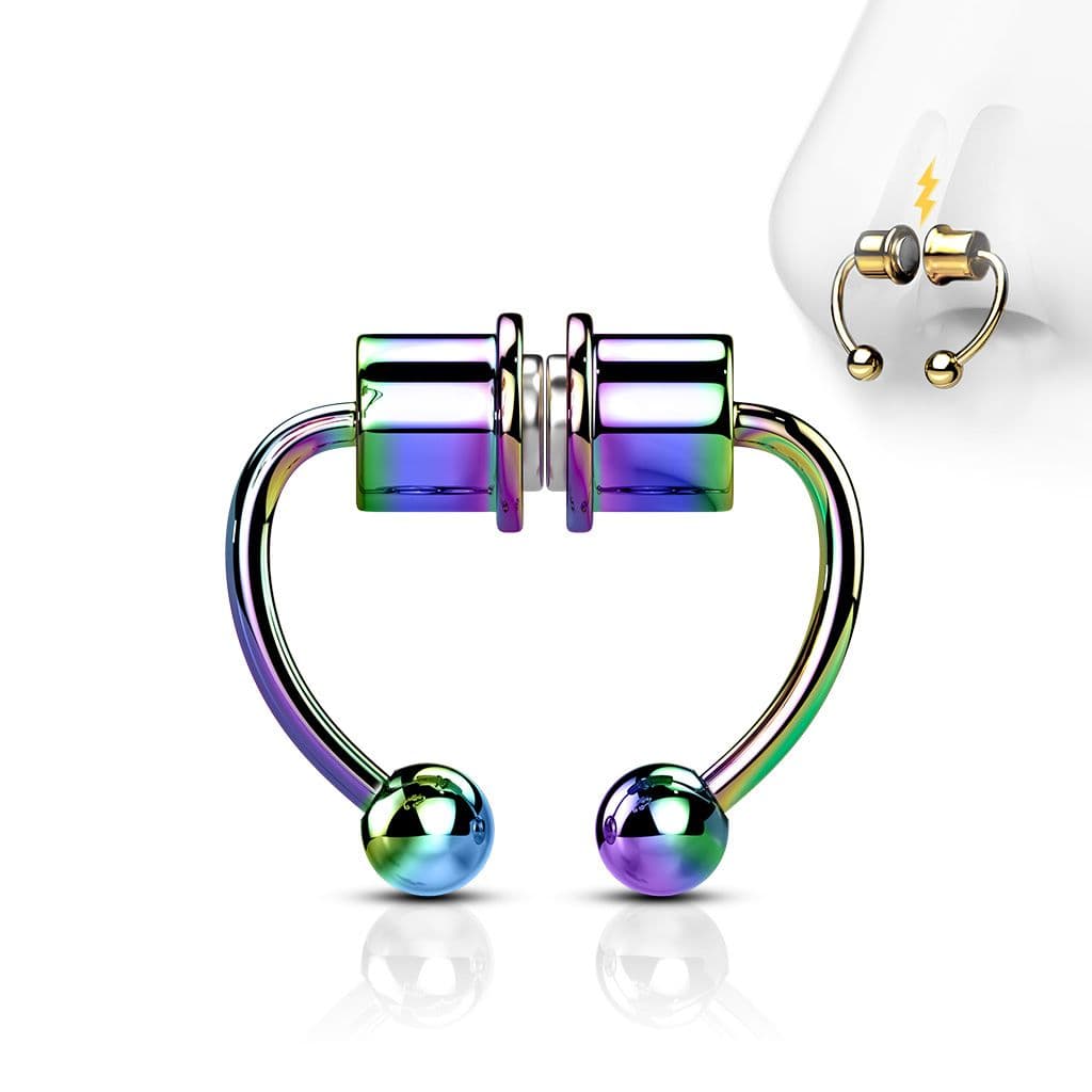 Duhový falešný magnetický septum piercing do nosu