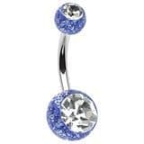 Piercing do pupíku - banánek (modrá/čirý zirkon)