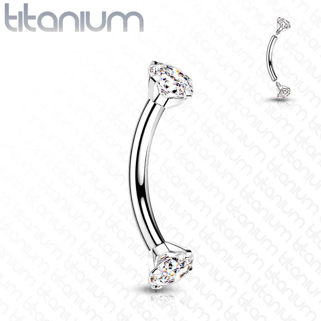 Piercing do obočí TITAN, barva: čirá (1,2 x 8 mm)