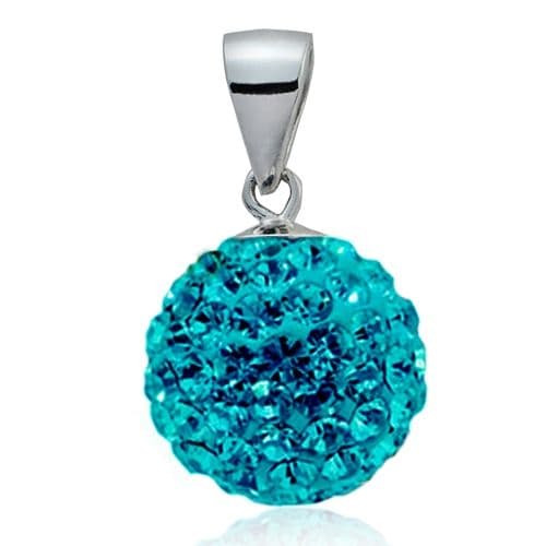 Stříbrný přívěsek koule 10 mm s krystaly Crystals from Swarovski, Turquise