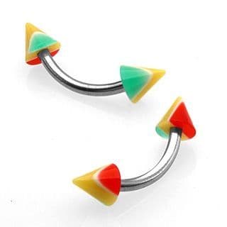 Piercing do obočí - RASTA (3 x 3 mm)