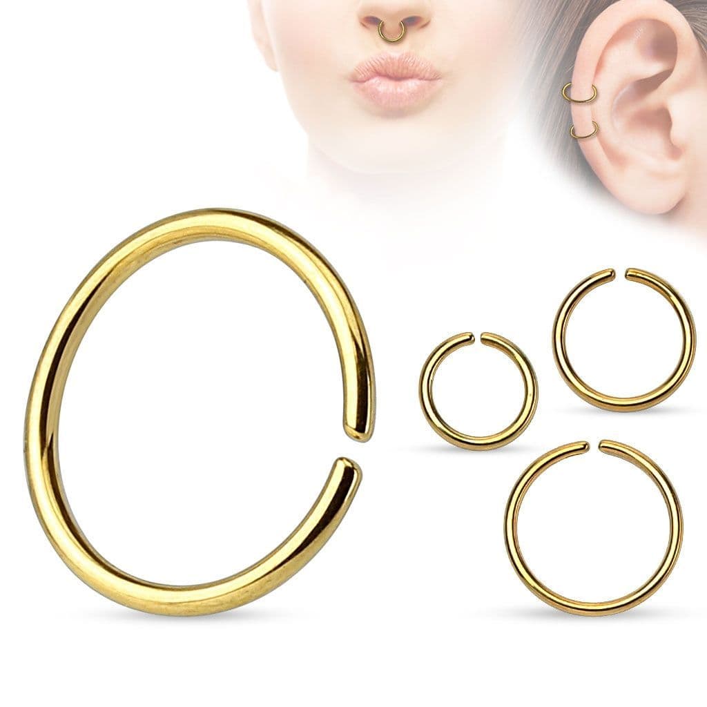 Piercing do nosu - kruh zlacený (1,2 x 8 mm)