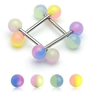 Piercing do jazyka - svítící ve tmě (žlutá/fialová)
