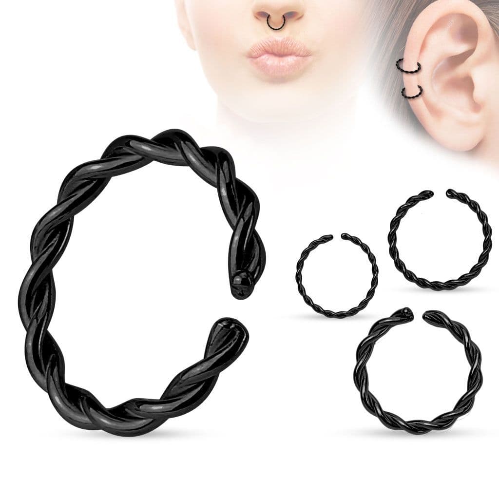 Piercing do nosu - kruh černý (0,8 x 8 mm)