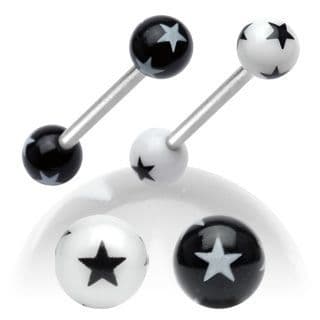 Piercing do jazyku s hvězdami (bílá)