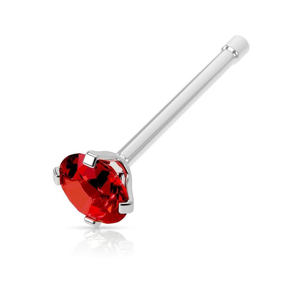 Piercing do nosu - kamínek 3 mm (červená)