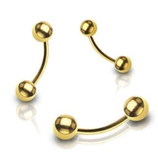 Piercing do obočí - pozlacený (1,2 x 8 mm)