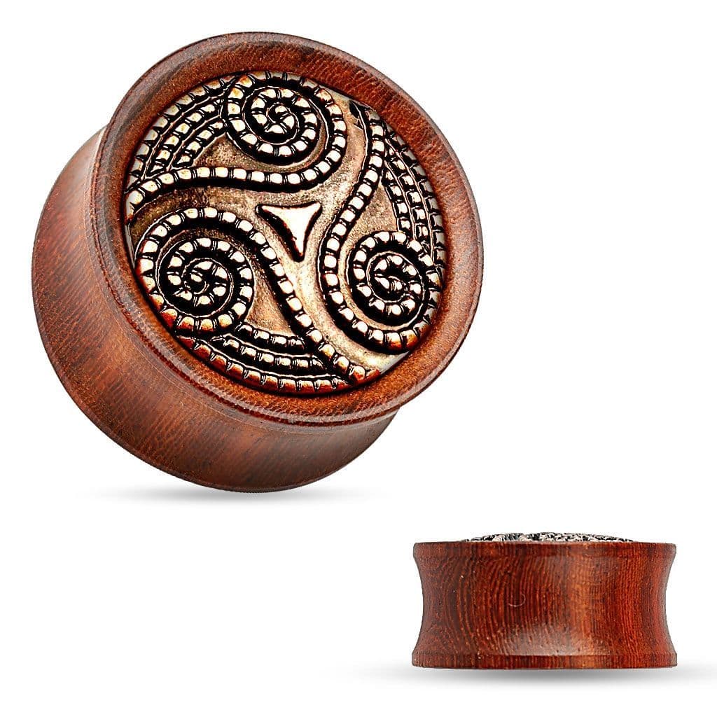 Dřevěný plug do ucha Rose Wood s ornamenty (12 mm)
