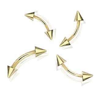 Pozlacený piercing do obočí - kónus (3 x 3 mm, 1,2 x 8 mm)