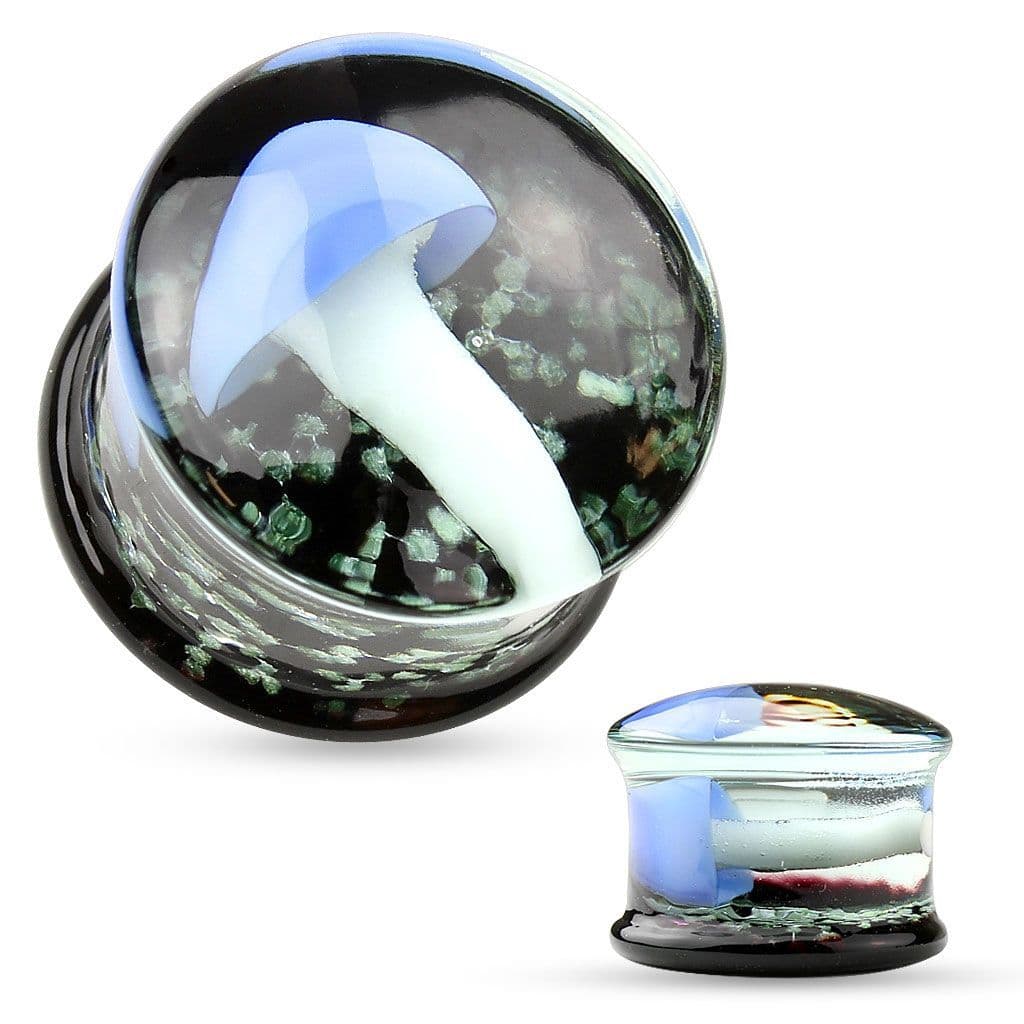 Skleněný plug do ucha - houbička (14 mm)