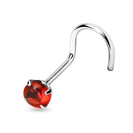 Stříbrný piercing do nosu - zirkon 3mm (červená)
