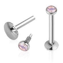 Piercing do brady - labreta, opalit růžový (1,2 x 6 mm)